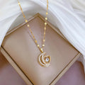 Fashion Stainless Steel Half Moon Half Heart Shape Necklace Bling Crystal Moon Heart Necklace for Women Girls