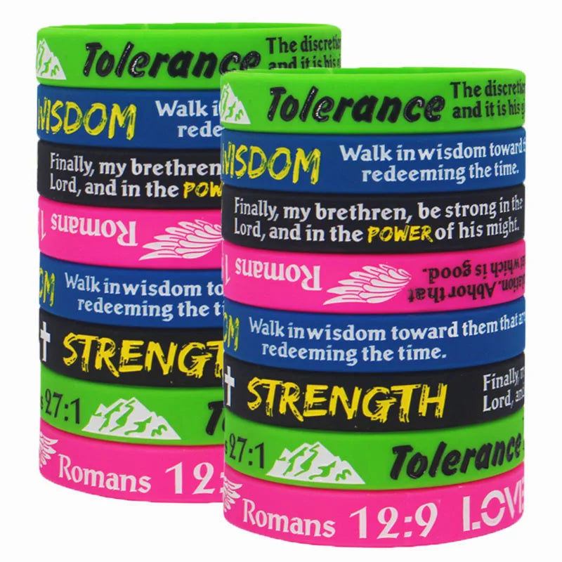 Multi Color Printed Silicone Wristband Rubber Bracelet Customized Logo OEM Bulk Order Faith Expression Wear