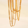 Stainless Steel Link Chain Herringbone Figaro Rope Twisted Chain Choker Chunky Double Layered Snake Chain Choker Necklace