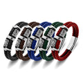 Wholesale Vintage Ethnic Tribal Stainless Steel Wristband Life Tree Rudder Braided Leather Bracelet Wrap for Men Fashion Jewelry