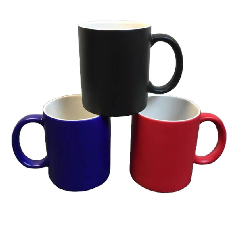 11oz Ceramic Magic Mug Red/Blue/Black Color Changing Sublimation Matte/Glossy Finish for Birthday Gifts Promotions Christmas