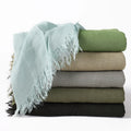100% Rayon Women's Pleated Solid Color Rayon Two-headed Headscarf Breathable Soft Hijabs Scarf