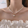 Japan and Korea INS New Super fairy Temperament Pearl love Necklace Cold Wind Sweet Simple OT Lock Bone Chain