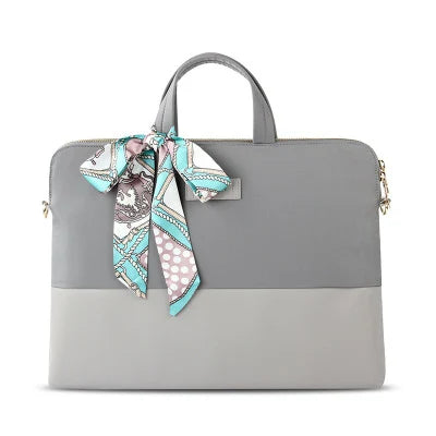 Wholesale Vegan Leather Laptop Tote Bag With Scarf for Business Laptop PU Sleeve Bag for Macbook and Matbook14