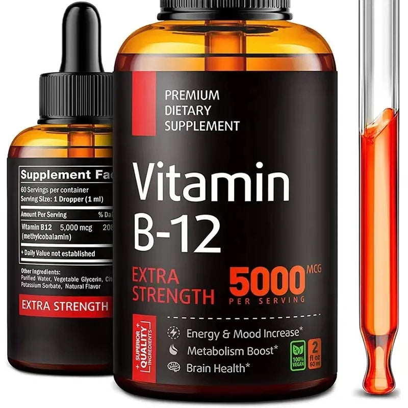 OEM/ODM/OBM Vegan Vitamin B12 Liquid Drops Methylcobalamin Max Absorption Mood & Metabolism Increase Natural Vitamin B12 Drops
