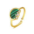 CZCITY Gold Turquoise Ring 925 Sterling Silver Open Ring for Women Fashion Engagement Ring with Adjustable Size
