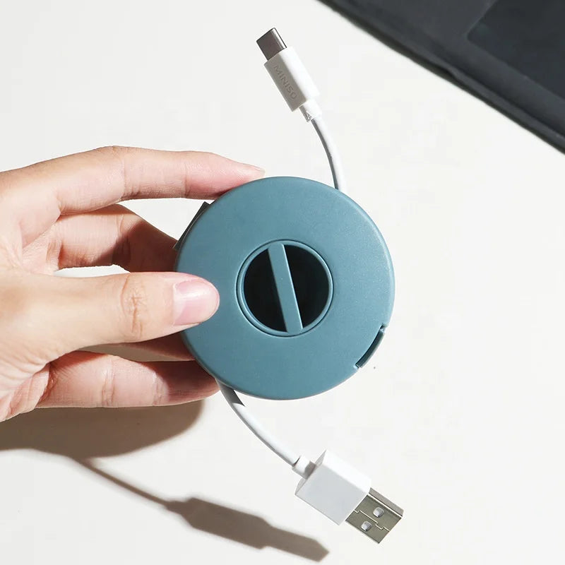 Multi Purpose Cable Management Round Earphone Winder Retractable Cord Organizer Portable Data Cable Storage Box