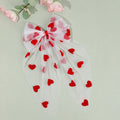 CN Big Organza Hair Bow Clip with Long Tails Sweet Red Heart Hair Clip for Women Girls Tulle Valentine's Day Hair Clips
