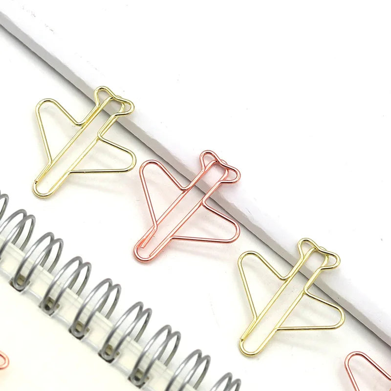 Silver Rose Gold Small Metal Airplane Shape Paper Clips Promotional Bookmark for School Office Book Note Decoration
