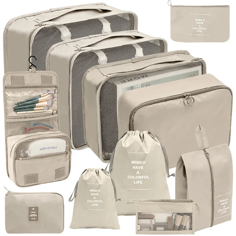 11pcs Travel Organizer Storage Bag Polyester Luggage Organizer Bags Lightweight Packing Cubes