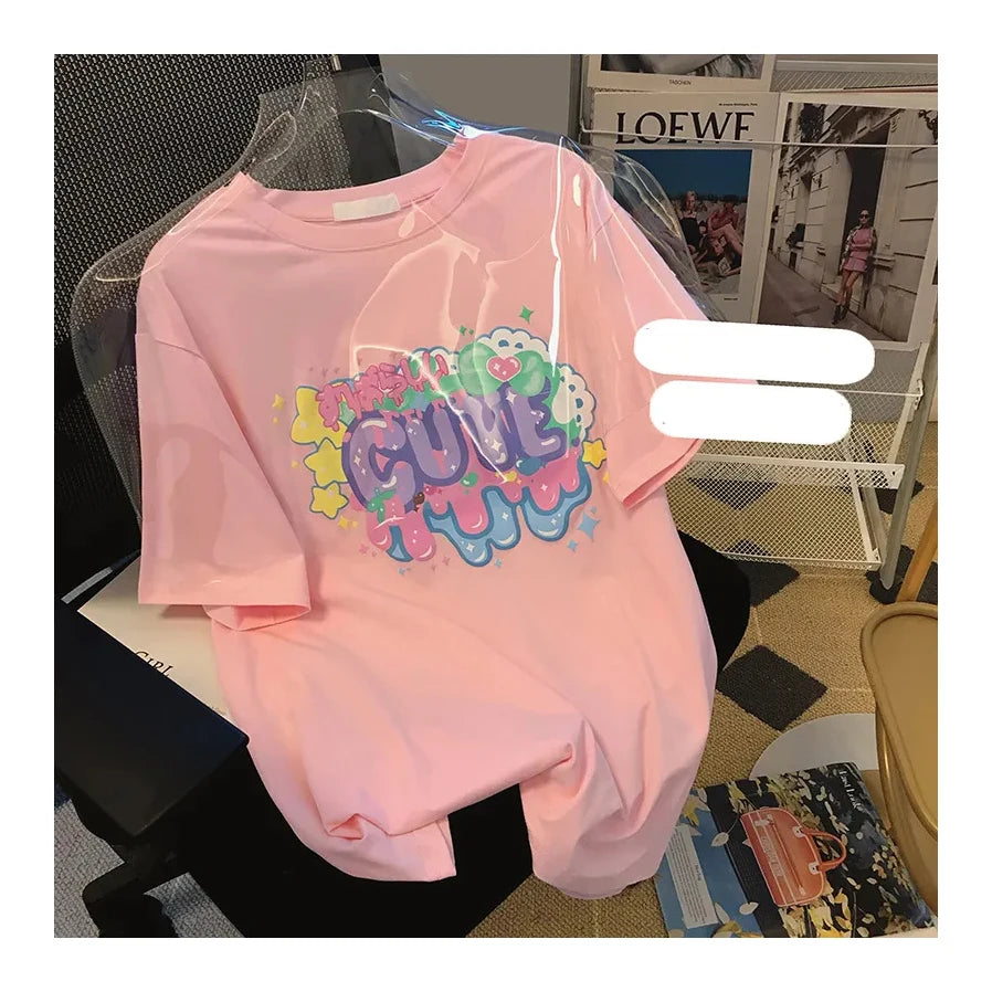 Wholesale Custom Printed White Cotton O-Neck T-Shirt for Women Casual Knitted Summer Feel Tee Shirts Size XL Sublimation Blank