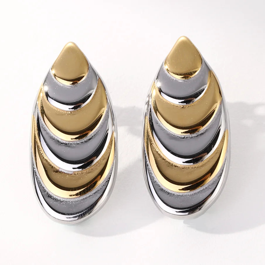 Stainless Steel Fashion Jewelry Vintage Droplet Women Design Simple Metal Shell Luxury Water Drop Earrings