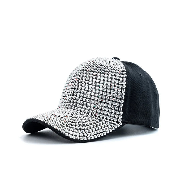 Custom Adjustable Bejeweled Sparkle Studded Rhinestone Summer Sun Hat Baseball Cap for Women