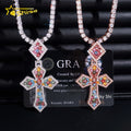 New Luxury 925 Silver Iced Out Colorful Fancy Cut Moissanite Cross Pendant Men Hip Hop Jewelry Custom Moissanite Pendant Charms