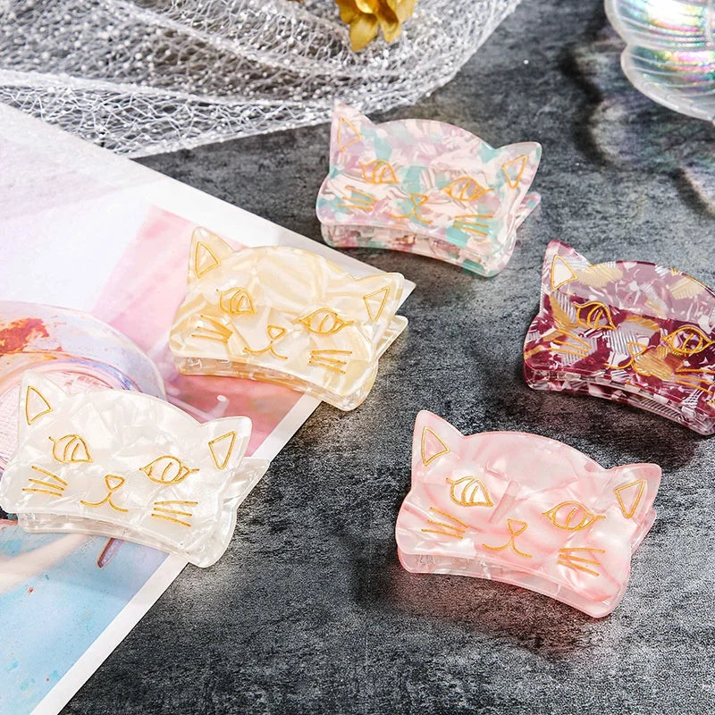 New Arrival Eco-Friendly Cat Shape Hair Claw Clip Cute Fashion Hair Accessories Made of Metal Plastic and Acetate