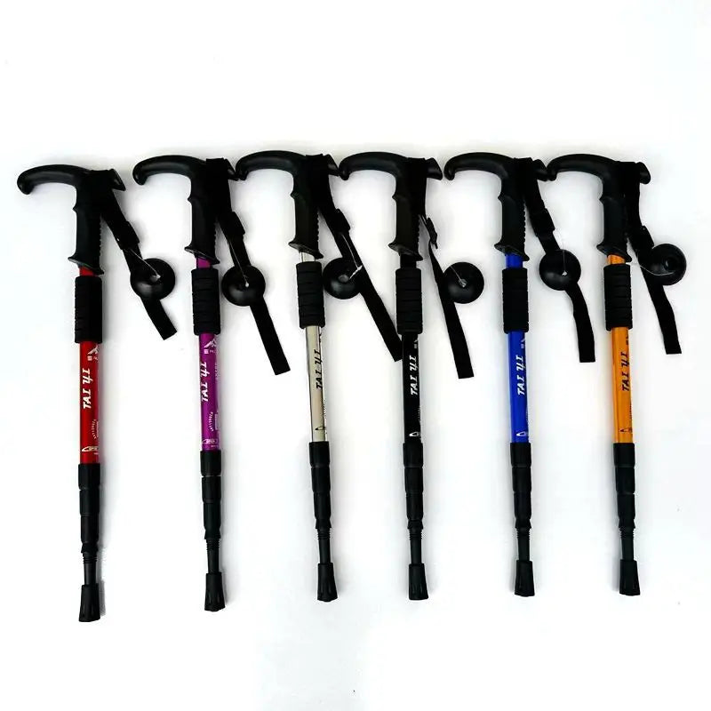 High Quality Adjustable Aluminum Alloy Trekking Pole Hiking Mountain Climbing Cork Folding Carbon Walking Stick Camping EVA