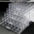 Earring Storage Box Acrylic Jewelry Storage Holder Transparent Jewelry Display Stand with 5 Drawers 120 Small Compartment Tray