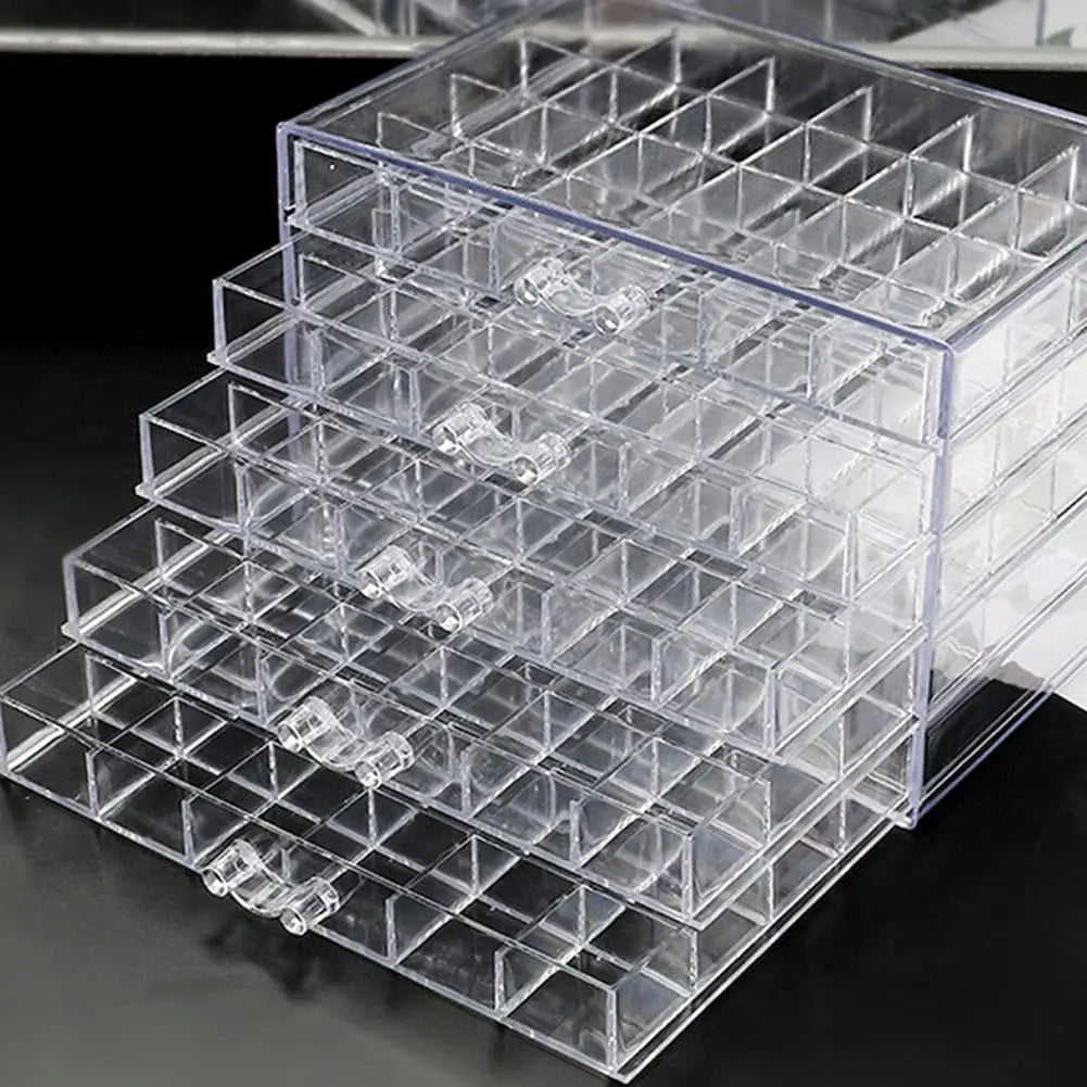 Earring Storage Box Acrylic Jewelry Storage Holder Transparent Jewelry Display Stand with 5 Drawers 120 Small Compartment Tray