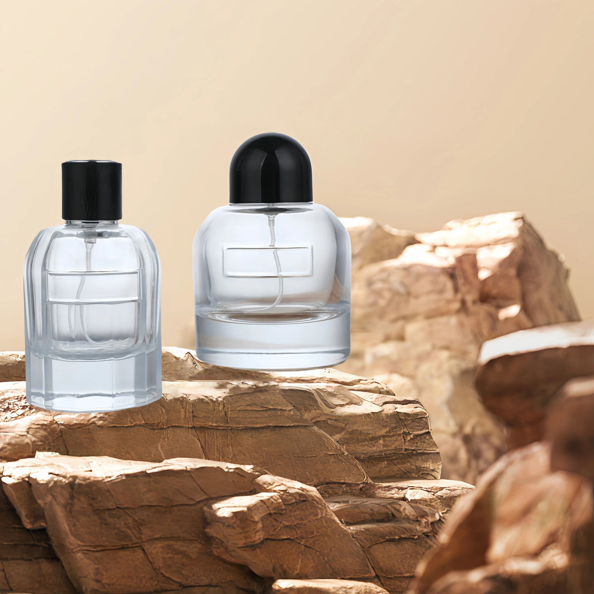 Flat Square Perfume Bottle 50ml/100ml Clear Spray Thickened Glass Screen Printing Screw Cap Divided Into Empty Bottles