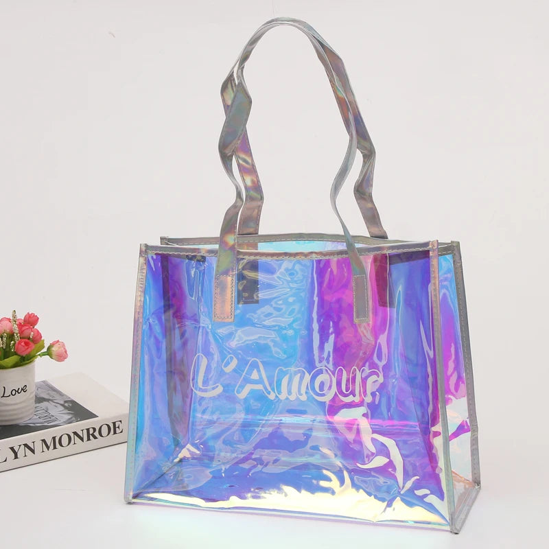Custom Made Fashionable Pink PVC Shopping Bag Manufacturers' Cosmetic Bag with Logo for Makeup Storage