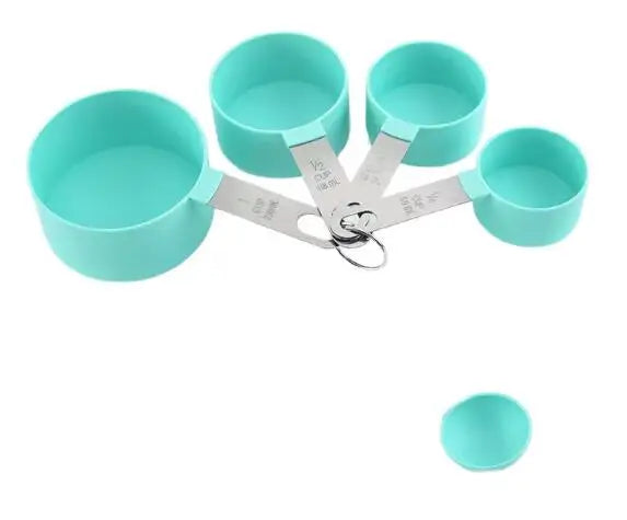 8 Pcs Measuring Cups and Spoons Set Classic Stainless Steel Measuring Spoons with Plastic Head for Dry and Liquid Ingredients