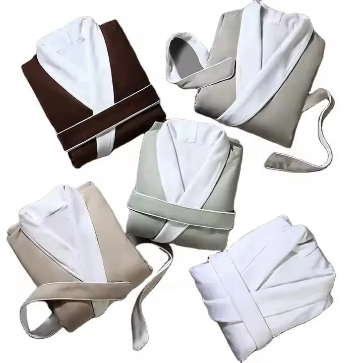 Luxury Spa Hotel  Bathrobe Wholesale Microfiber  Resort Bath Robe for Women 2 Layers Microfiber Spa Hotel Bathrobe