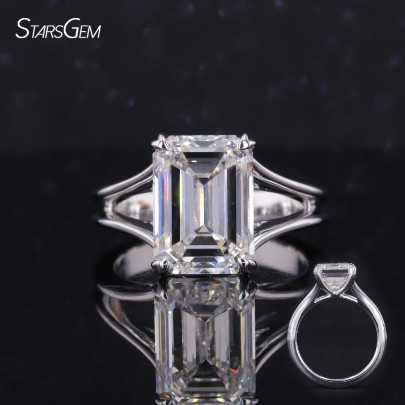 Lab Grown Diamond Engagement Ring  1ct 3ct Emerald Cut Lab Diamond 14k Solid Gold Ring