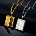 Hotsale 18k Gold Plated Cross Photo Locket Pendant Necklace Religious Bible Necklace Jewelry for Women Men