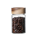 Q Acacia Wood Lid Coffee Bean& Tea sealed Jar bar Counter Storage Flower Nectar Coffee Bean Display Bottle