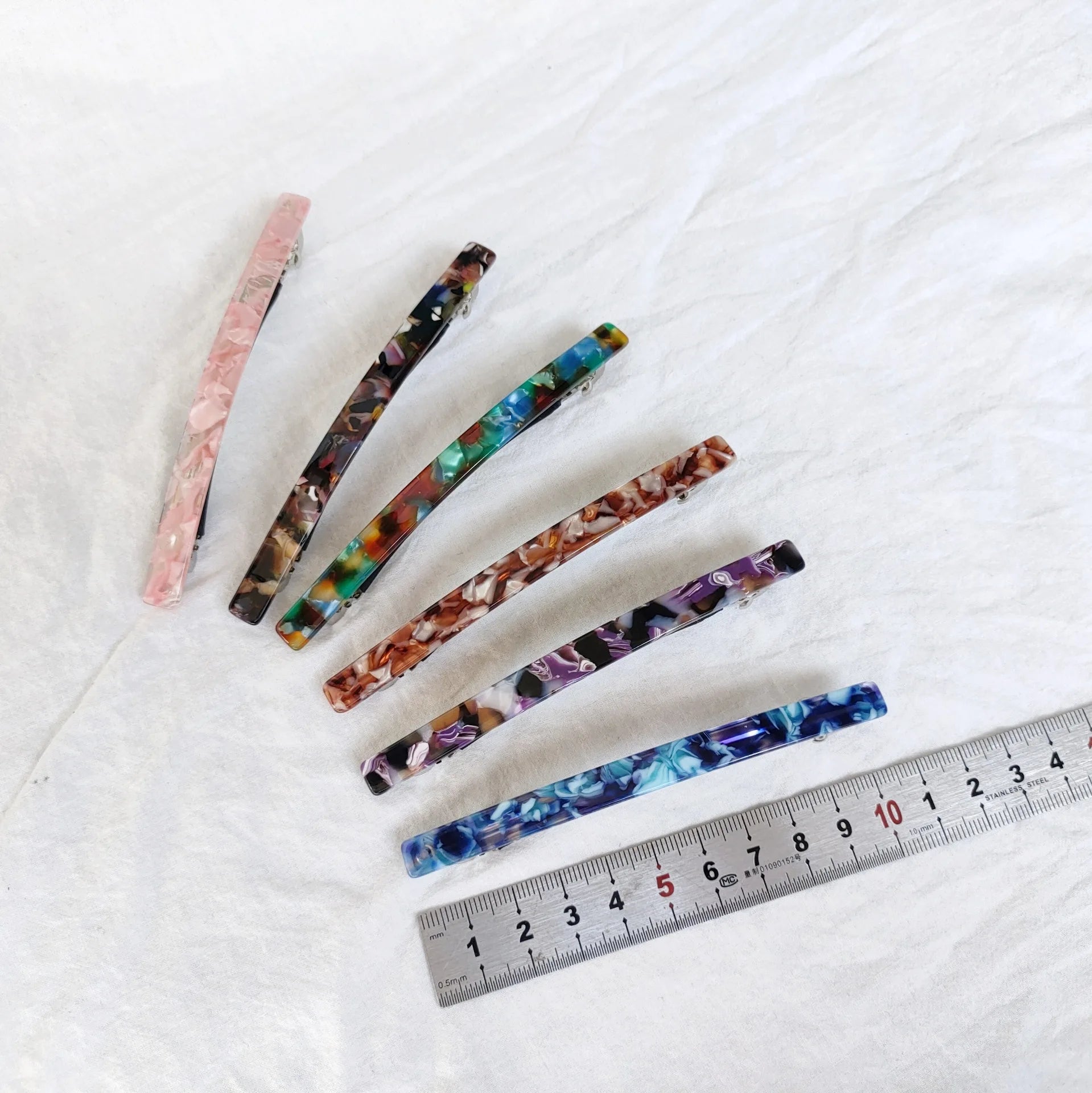 Wholesale Hot Selling Acetate Hair Barrettes 10cm Colourful One-Line Thin Spring Hair Clip Accessories for Women