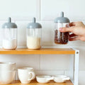 Home Kitchen Herb & Spice Storage Jars Salt Oil Coffee Paprika Garlic-Plastic Condiment Bottles with Convenient Spoons