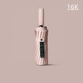 High-end Business Windproof Automatic Sunscreen Folded Umbrella Beige Creme Anti-UV Compact 3 Folding Paraguas With Logo Prints