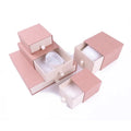 Custom Rectangle Pink Cream Cardboard Paper Lining Velvet Drawer Sliding Jewelry Necklace Earring Packaging Box with Pouch Bag