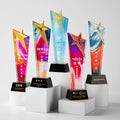 Gold Silver Bronze Metal Star Crystal Trophy Award MH-NJ0685