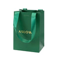 Custom Green Paper Bag Gold Stamping Luxury Shopping Takeaway Personality Paper Bag Flower Handles