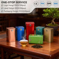 Square Tea Tin Can Flip-Top Hinge Kid-Friendly Lock Tinplate Metal Box for Cookies Snacks Candies Chocolates for Food