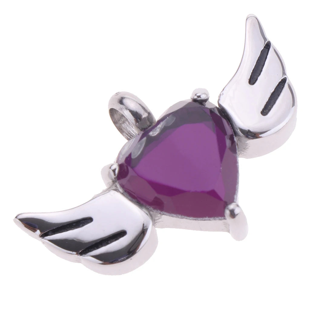 Angel Wing Stone Urn Necklace Stainless Steel Children's Ash Keepsake Heart Wings Crystal Ash Holder Jewelry Pendant Cremation