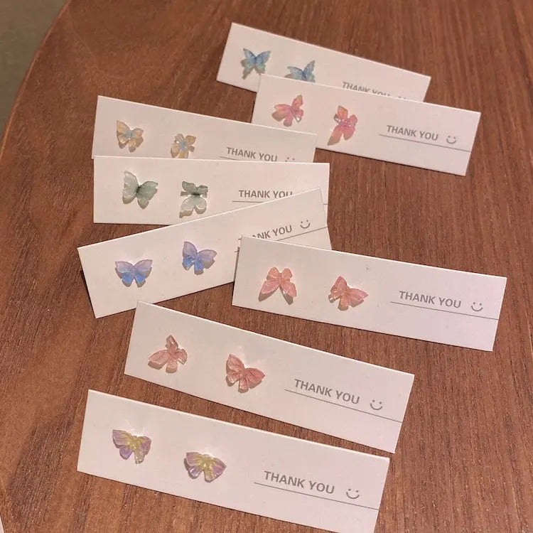 SC Spring Summer Fairy Korean Earrings Hypoallergenic 925 Silver Post Lifelike Colorful Acrylic Butterfly Stud Earrings Girls