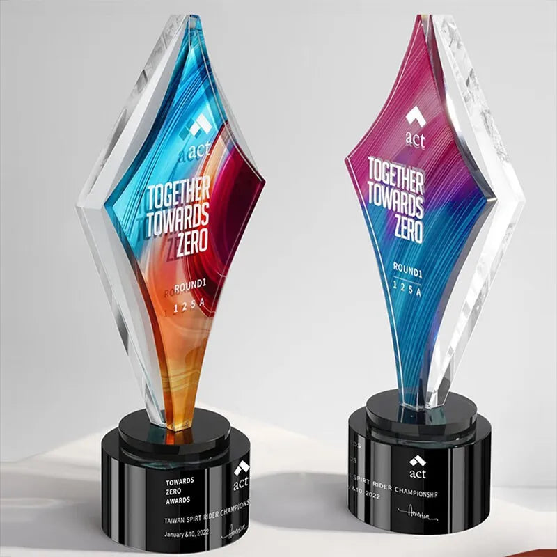 2024 New Design Crystal Diamond Glass Awards Plaque Trophy MH-NJ0361