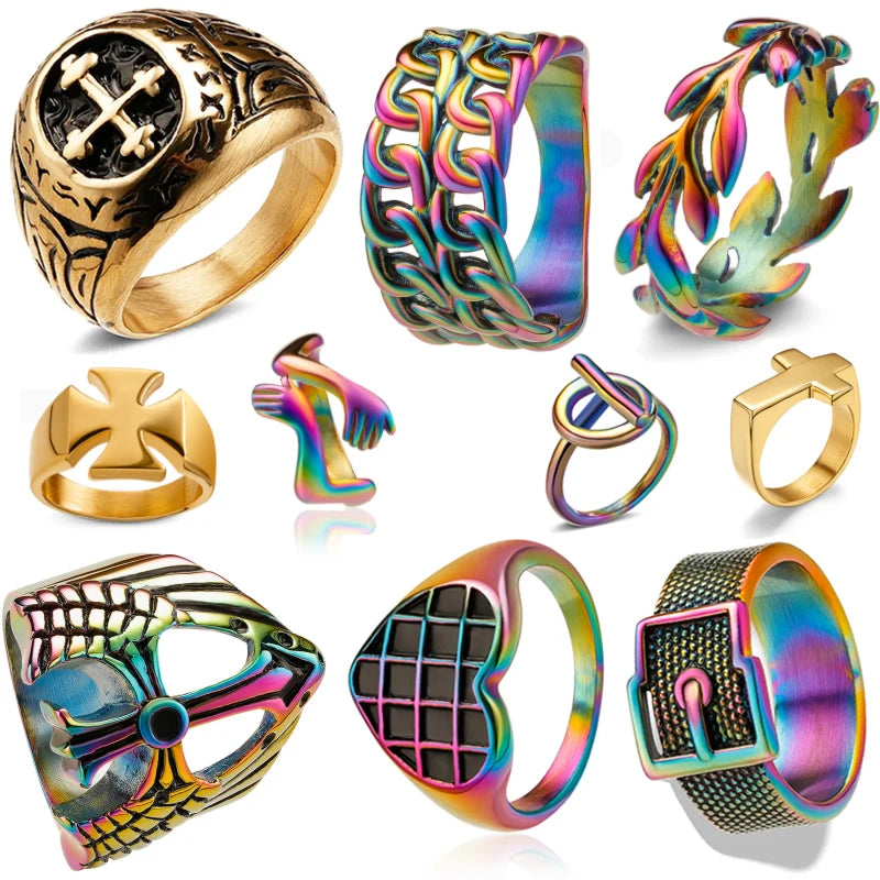 Custom Logo Stainless Steel 18K Gold Vintage Skull Rings Cast Punk Rock Inspired Fashion Rings Men Foundry Jewelry Factory