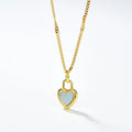 Melynn Mother of Pearl Natural Black Onyx Pendant Necklace 925 Sterling Silver 18k Gold love Heart Pendant Necklaces