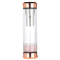 Loose Leaf Tea Infuser Crystal Water Bottle Double Wall Glass for Hot and Cold Drinks with Rose Quartz Amethyst Chakra Stone