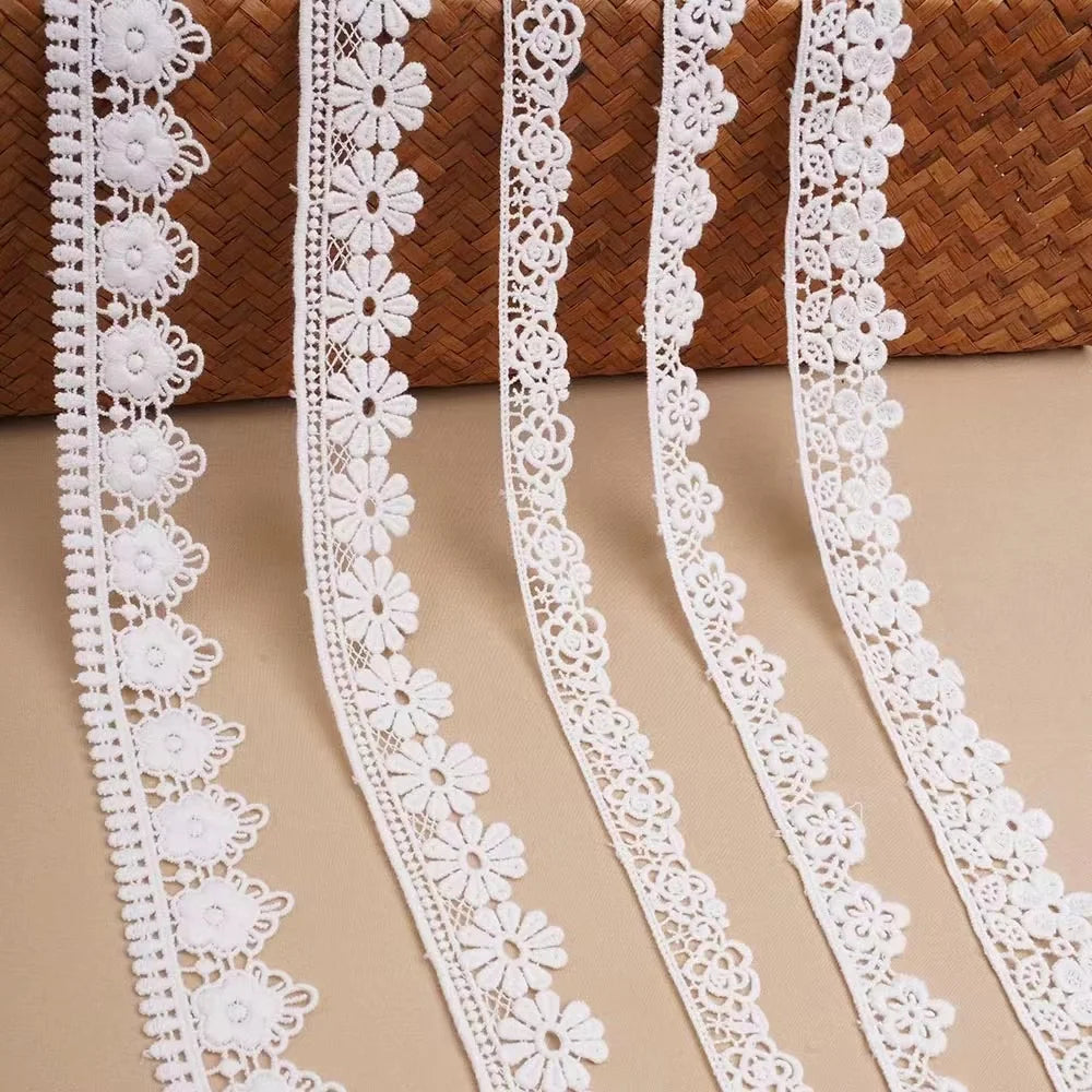 Woven Cotton Lace Trim Exquisite Lace with Ivory Cotton Lace Trim
