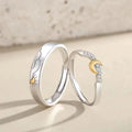 Romantic the Sun and Moon Rhinestone Couple Ring for Wedding Jewelry Valentine's Day Gift Open Adjustable Ring