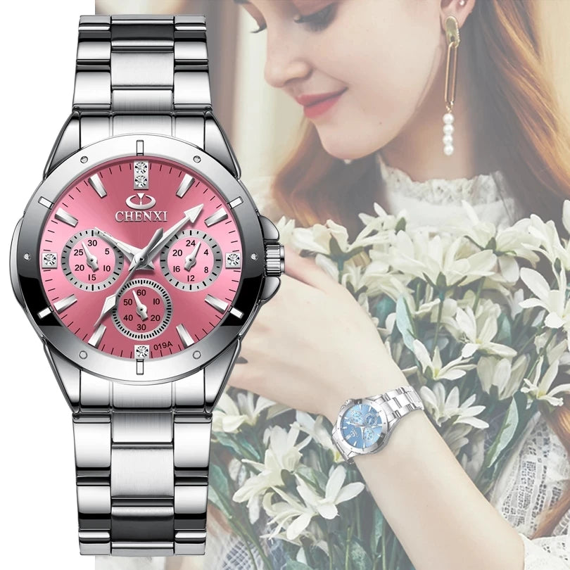 2021 CHENXI 019 Hot Lovers Watch Luxury Steel Band Quartz Wrist Watch Casual Dress Waterproof Couples Clock Relogio Masculino