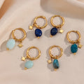 Octagonal Star Amazonite Apatite Lapis Lazuli Natural Stone Dangling Huggie Earrings Jewelry Women Wholesale