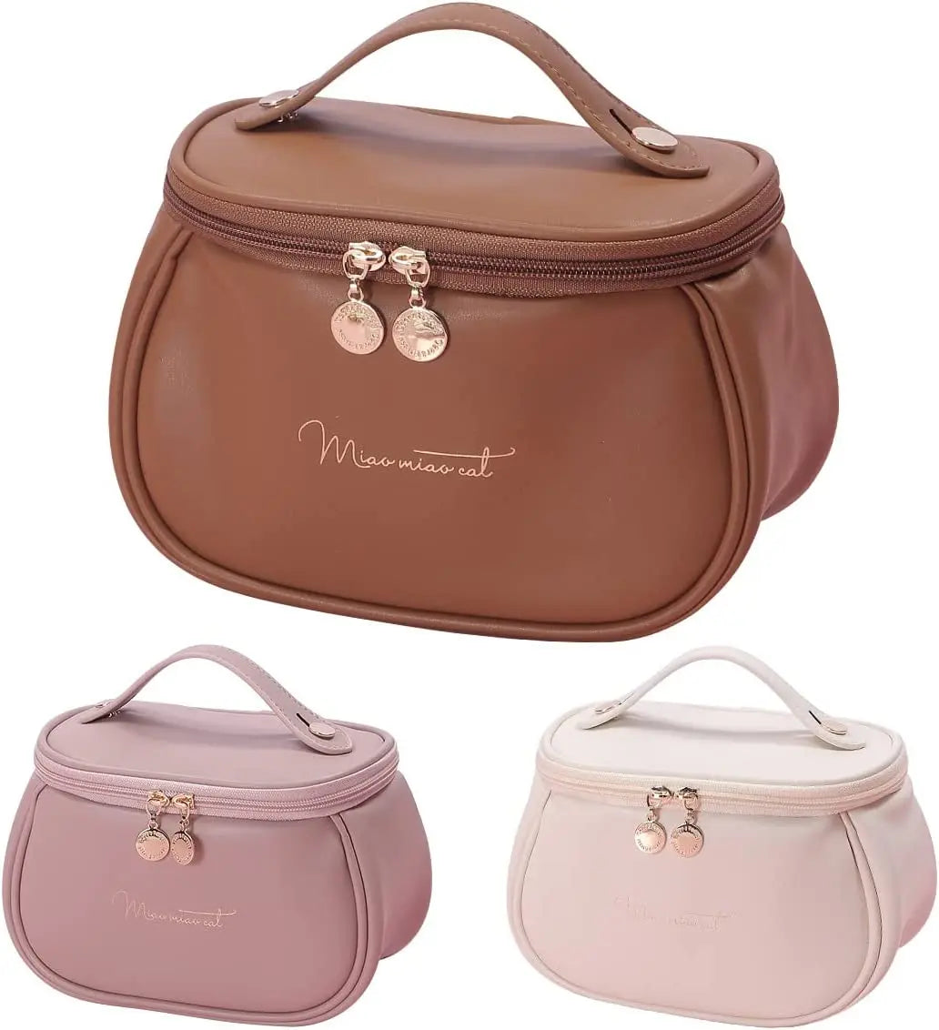Custom Logo Makeup Brush Bag Waterproof PU Leather Toiletry Pouch Women Travel Beauty Tool Storage Bag