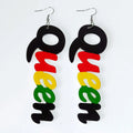 Wood Letter Charm Africa Black Queen Earrings Women