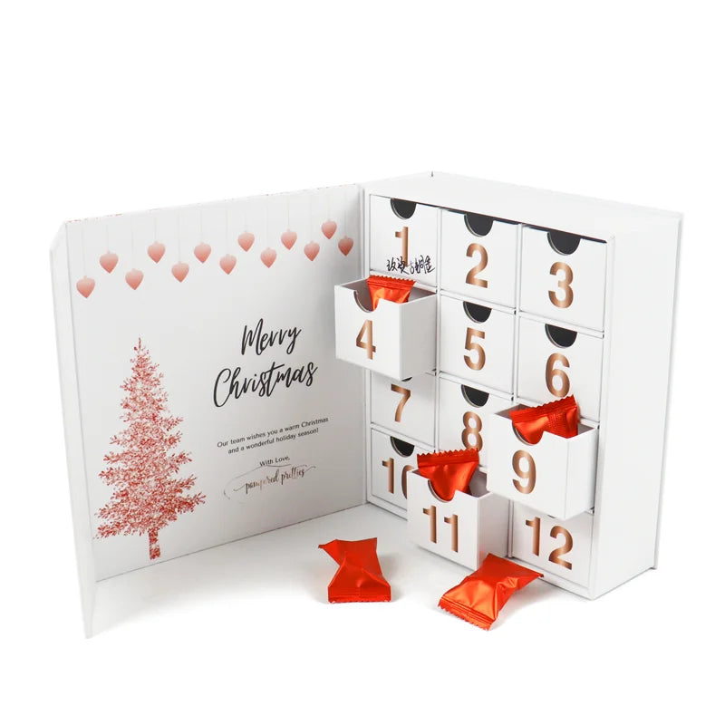 Oem Good Price Wholesale Custom Wedding Surprise Gift Jewellery Ring 12 Days Advent Calendar Packaging Gift Boxes for Christmas
