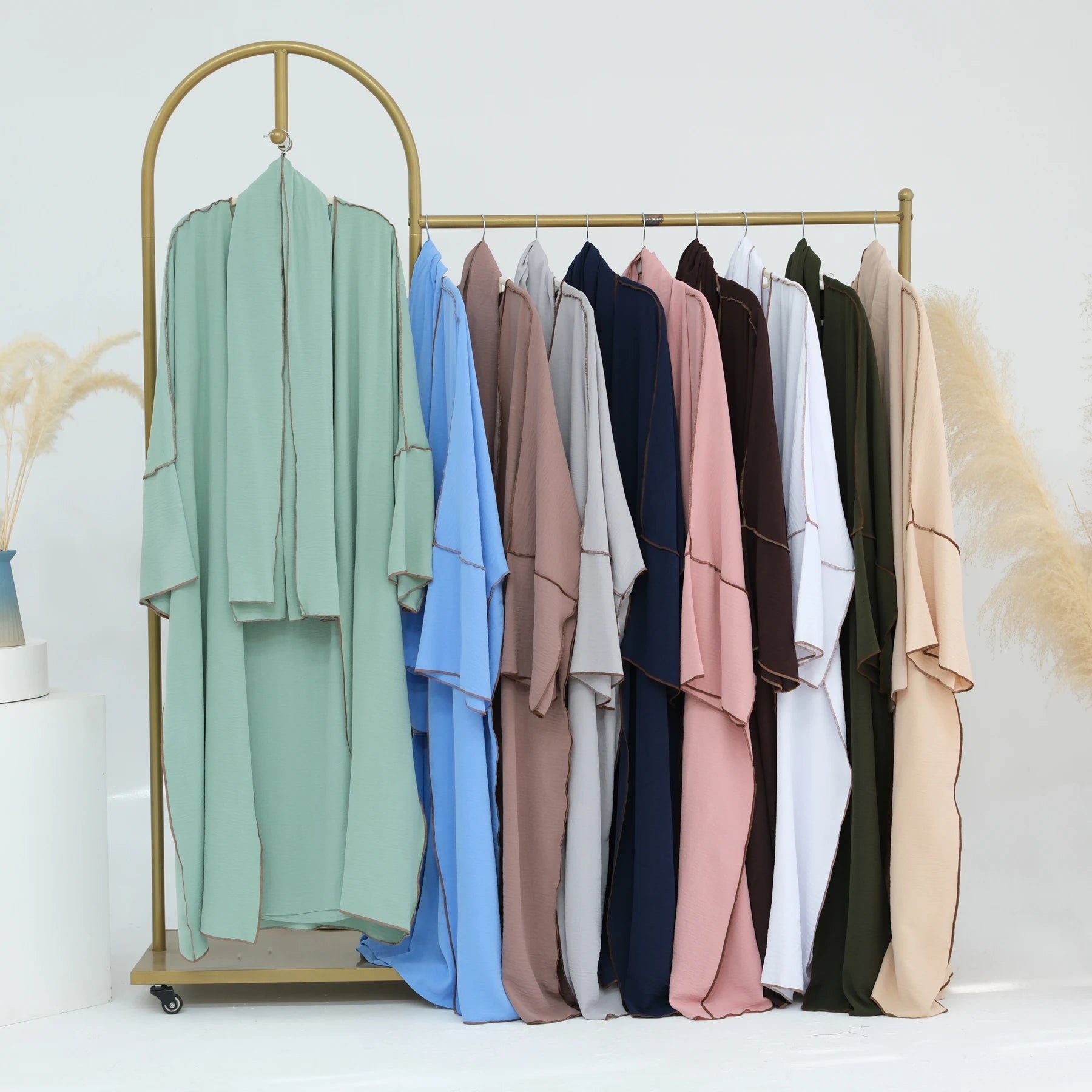Loriya One Piece Modest Open Kimono Abaya Jazz Fabric EID Dubai Abaya Without Hijab Islamic Clothing Abaya Women Muslim Dress